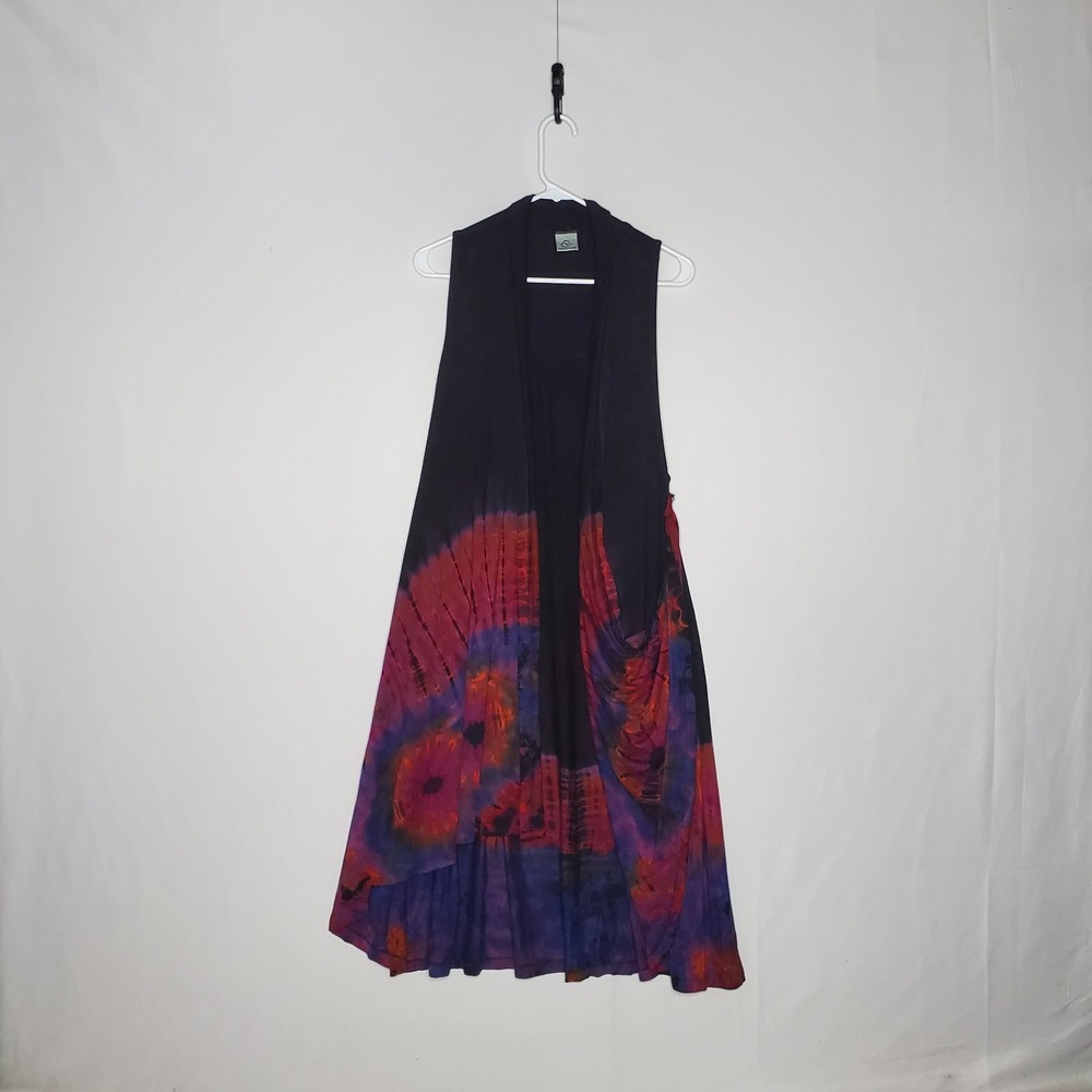 Unique Batik Overlay Vest Duster Women Tie Dye Boho Hippie Artisan Artsy
